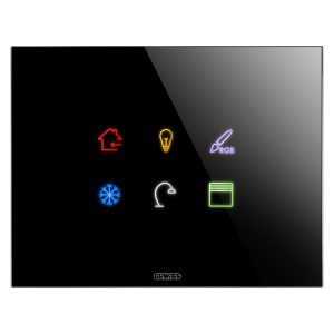 Placă ICE TOUCH KNX – DIN STICLĂ – 6 ZONE TACTILE – NEGRU – CHORUSMART